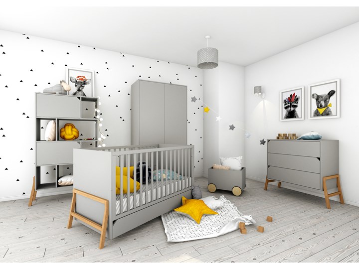 Komoda dziecięca z 3 szufladami Lotta Grey Szerokość 110 cm Wysokość 70 cm Szerokość 107 cm Z przewijakiem Głębokość 50 cm Płyta MDF Pomieszczenie Wysokość 92 cm Wykończenie Mat