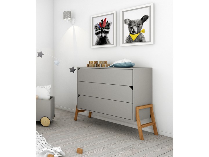 Komoda dziecięca z 3 szufladami Lotta Grey Wysokość 92 cm Głębokość 50 cm Pomieszczenie Wysokość 70 cm Z przewijakiem Szerokość 107 cm Szerokość 110 cm Płyta MDF Kolor Szary