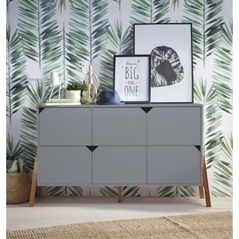 Komoda dziecięca z 6 szufladami Lotta Grey