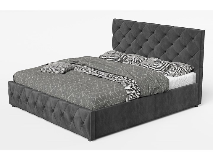 ŁÓŻKO Z MATERACEM TAPICEROWANE 140X200 SFG007A WELUR POPIEL