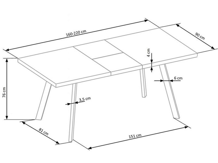 Stół rozkładany z blatem imitującym marmur Dallas Metal Płyta MDF Długość 220 cm Szerokość 90 cm Płyta MDF Długość 160 cm Metal Rozkładanie Rozkładane