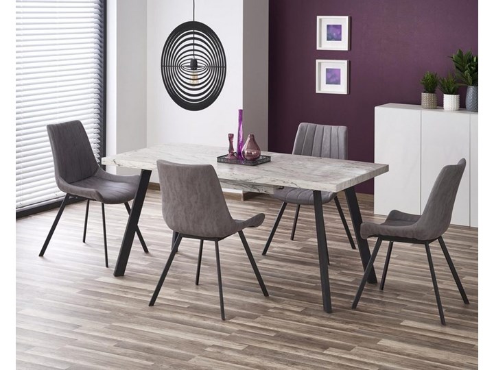 Stół rozkładany z blatem imitującym marmur Dallas Metal Płyta MDF Długość 220 cm Szerokość 90 cm Płyta MDF Długość 160 cm Metal Rozkładanie Rozkładane