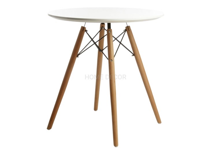 HOME DECOR NOWOCZESNY STÓŁ OKRĄGŁY BIAŁY 60 CM NOGI BUK MILANO PARIS DSW Metal Wysokość 72 cm Płyta MDF Drewno Rozkładanie Pomieszczenie Stoły do jadalni