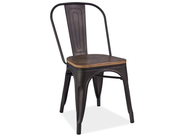 Metalowe krzesło z drewnianym siedziskiem Loft 4 Głębokość 36 cm Szerokość 37 cm Wysokość 85 cm Kolor Brązowy
