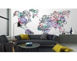 Fototapeta Mapa Świata Znaczki Paszport Samodzielnie