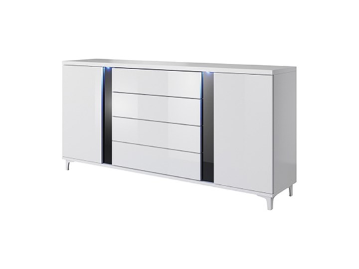 SELSEY Komoda Mudien z czarną wstawką 180 cm Z szafkami i szufladami Kategoria Komody Wysokość 86 cm Głębokość 40 cm Kolor Czarny