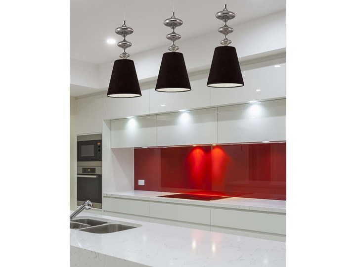 LAMPA WISZĄCA CZARNA VENEZIANA W1 Tkanina Metal Chrom Szkło Styl Nowoczesny Lampa z abażurem Lampa z kloszem Kategoria Lampy wiszące