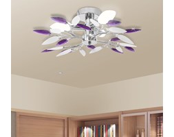 vidaXL Lampa sufitowa, plafon, białe i fioletowe listki 3 żarówki E14