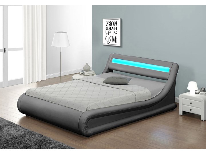 ŁÓŻKO 180 Z MATERACEM TAPICEROWANE 138 LED POPIEL