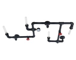 Industrialna LAMPA sufitowa PARETO MBM-2566/4 BK Italux metalowa OPRAWA rury zawory instalacja techniczna czarna