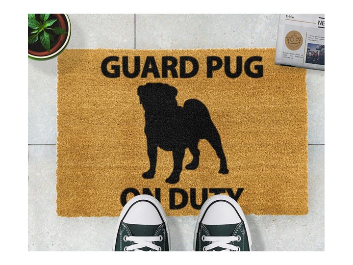 Wycieraczka z naturalnego kokosowego włókna Artsy Doormats Guard Pug, 40x60 cm Włókno kokosowe Kategoria Wycieraczki