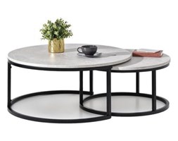 Zestaw stolików kawowych Kodia średnica 60 cm i 80 cm szary marmur - czarny Metal Metal Metal Okrągłe Metal