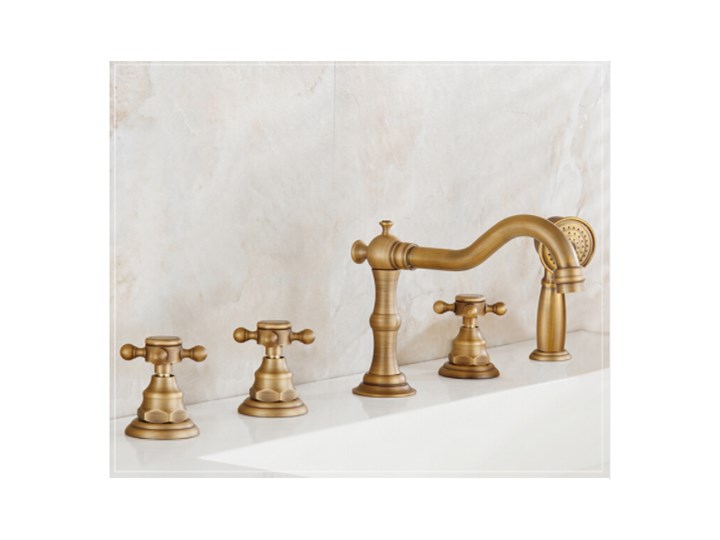 BATERIA ŁAZIENKOWA ,WANNOWA , ANTIQUE BRASS Bateria stojąca Kolor Miedziany Bateria wannowa Wykończenie Mosiądz