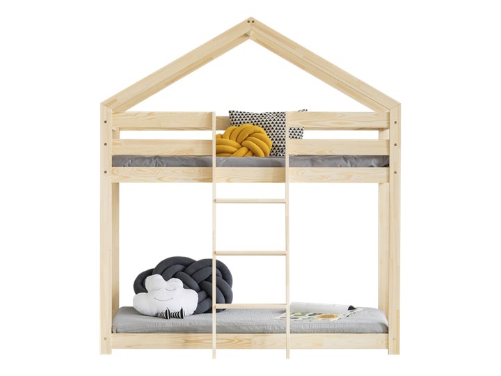 SELSEY Łóżko piętrowe Dalidda domek z drabinką z przodu Drewno Rozmiar materaca 90x190 cm Domki Rozmiar materaca 90x200 cm