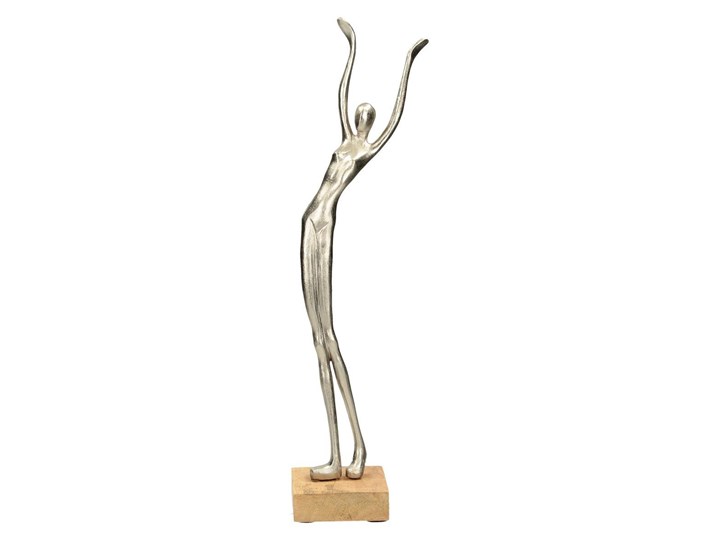 Dekoracja Silver Woman III wys. 52cm, 14 × 10 × 52 cm Metal Drewno Kolor Srebrny