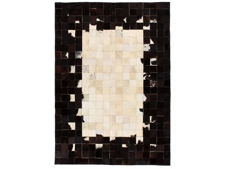 vidaXL Dywan ze skóry, patchwork w kwadraty, 80x150 cm, czarno-biały Prostokątny Kategoria Dywany