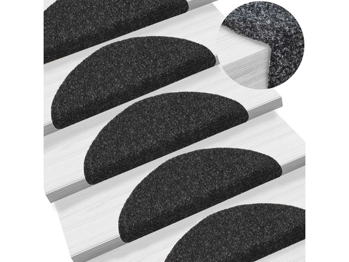 vidaXL Samoprzylepne nakładki na schody, 15 szt., 56x17x3 cm, czarne Kategoria Dywany Nieregularny Wzór Jednobarwny