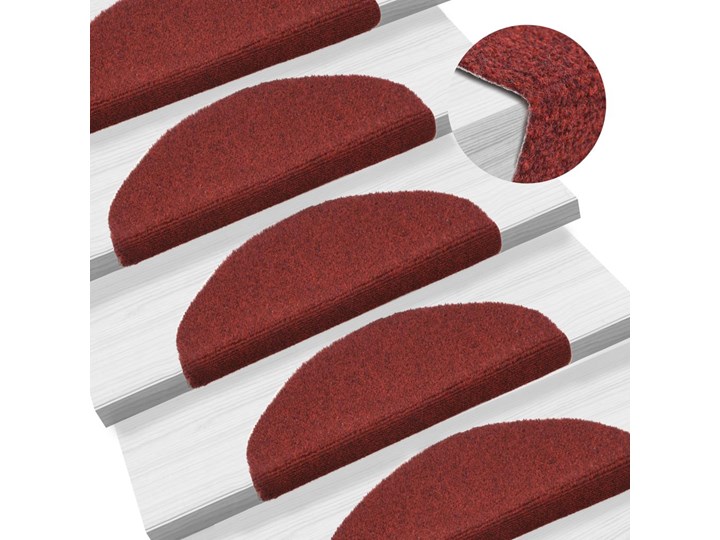 vidaXL Samoprzylepne nakładki na schody, 15 szt., 65x21x4 cm, czerwone Nieregularny Kategoria Dywany Wzór Jednobarwny