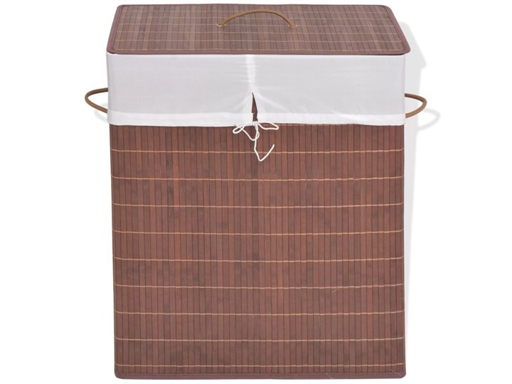 vidaXL Bambusowy kosz na pranie, prostokątny, brązowy Drewno Kategoria Tkanina Kolor Szary