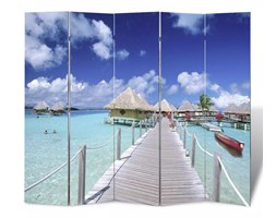 vidaXL Składany parawan, 200x170 cm, motyw plaży