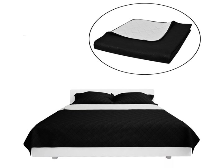vidaXL 130888 Double-sided Quilted Bedspread Black/White 230 x 260 cm Mikrofibra Bawełna 230x260 cm Poliester Wzór Pikowany