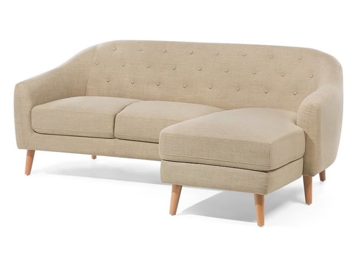 Beliani Sofa narożna tapicerowana beżowa IVALO