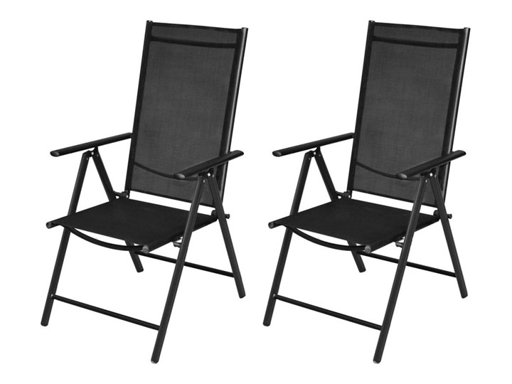 vidaXL Składane krzesła ogrodowe, 2 szt., aluminium/textilene, czarne Tworzywo sztuczne Krzesło składane Kolor Czarny