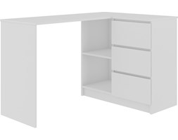 BIURKO NAROŻNE 3 SZUFLADY CLP PRAWE BIAŁE Głębokość 85 cm Biurko komputerowe Szerokość 124 cm