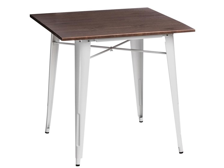 Stół Paris Wood sosna orzech/biały Stal Drewno Metal Szkło Wysokość 76 cm Styl Glamour Szerokość 81 cm Styl Skandynawski