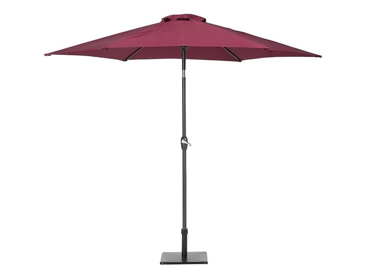 Parasol ogrodowy burgundowy składany 270 x 230 cm odchylany z korbą Parasole Kategoria Parasole ogrodowe Kolor Czerwony