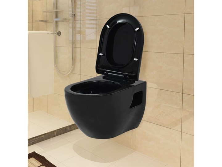 vidaXL Toaleta wisząca, ceramiczna, czarna Kolor Czarny Kategoria Miski WC
