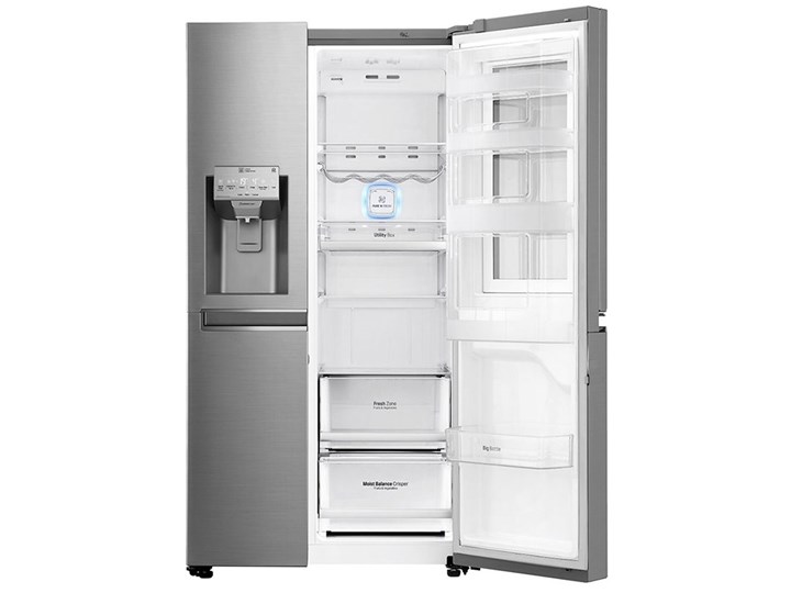 Lodówka LG GSI960PZAZ Side by Side No frost 179cm Srebrna Podajnik wody Kostkarka Kategoria Lodówki Dwudrzwiowe Wysokość 179 cm Szerokość 91,2 cm Kolor Srebrny
