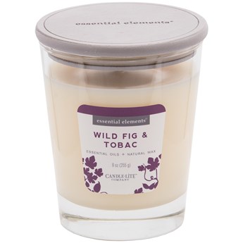 Candle-lite Essential Elements Jar Candle 9 oz świeca zapachowa sojowa w szkle z olejkami eterycznymi 255 g ~ 50 h - Wild Fig & Tobac