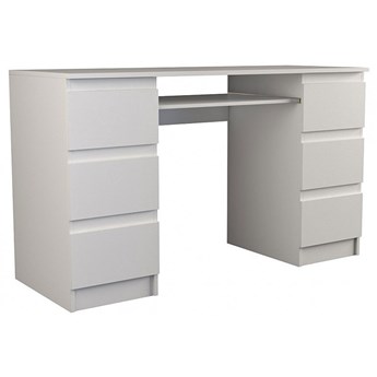 Białe duże biurko do gabinetu z szufladami - Liner 2X