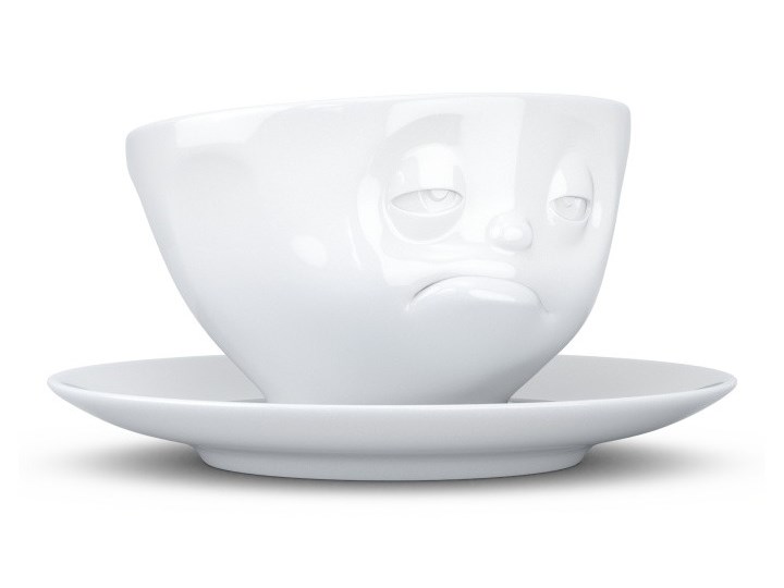 Biała porcelanowa nadąsana filiżanka ze spodkiem 58products
