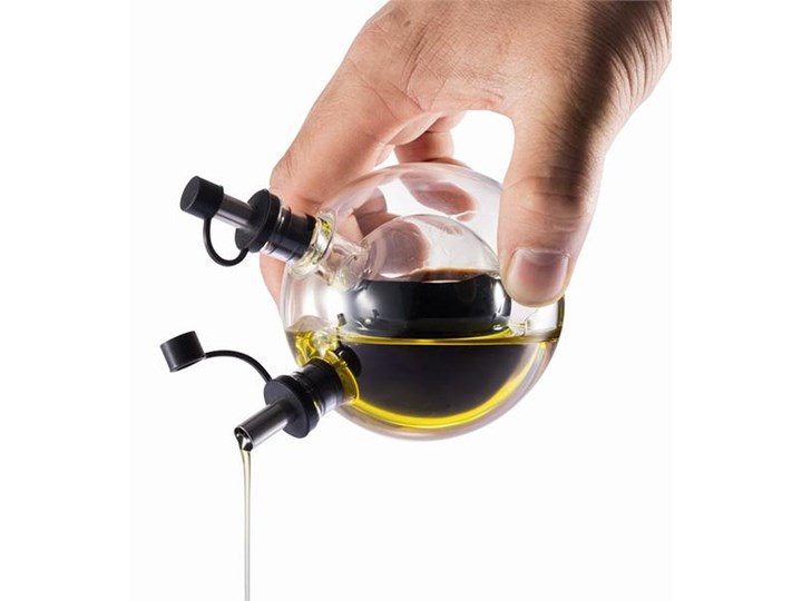 Zestaw butelek na ocet i olej z ręcznie dmuchanego szkła z tacką XD Design Orbit