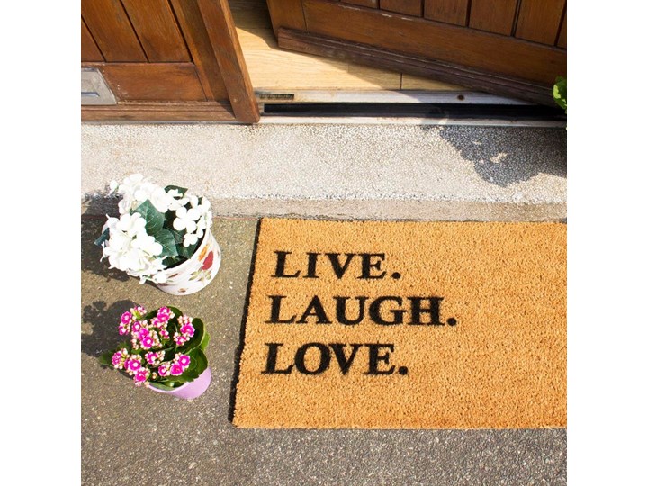 Wycieraczka z naturalnego kokosowego włókna Artsy Doormats Live Laugh Love, 40x60 cm Włókno kokosowe Kategoria Wycieraczki