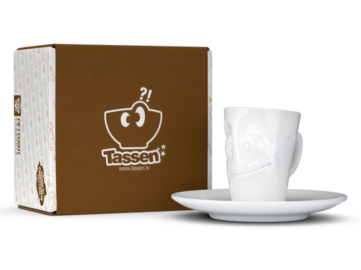 Biała łakoma porcelanowa filiżanka do espresso ze spodkiem 58products, 80 ml