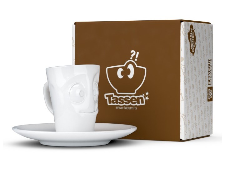 Biała łakoma porcelanowa filiżanka do espresso ze spodkiem 58products, 80 ml