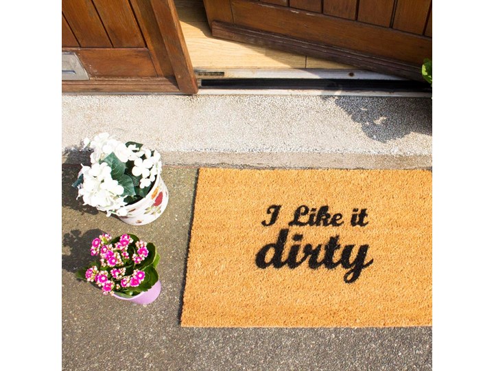 Wycieraczka z naturalnego kokosowego włókna Artsy Doormats I Like It Dirty, 40x60 cm Włókno kokosowe Kolor Brązowy