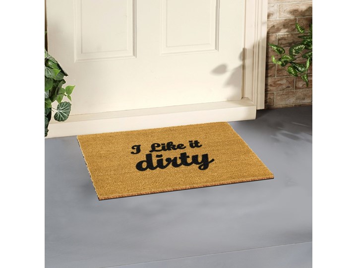 Wycieraczka z naturalnego kokosowego włókna Artsy Doormats I Like It Dirty, 40x60 cm Włókno kokosowe Kolor Brązowy