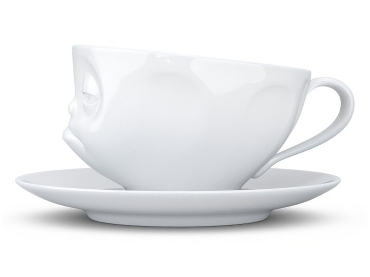 Biała porcelanowa nadąsana filiżanka ze spodkiem 58products