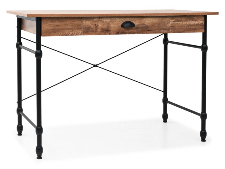 vidaXL Biurko z szufladą, 110 x 55 x 75 cm, kolor dębowy Stal Szerokość 110 cm Drewno Biurko konsola Głębokość 55 cm Kolor Brązowy Płyta MDF Biurko komputerowe Kategoria Biurka