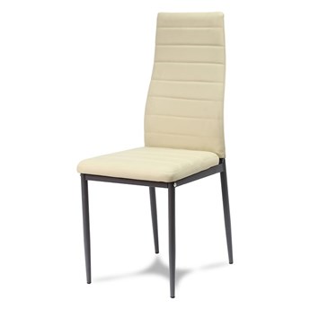Krzesło nowoczesne ze skóry ekologicznej na metalowych szarych nogach do salonu kuchni kremowe 704B GT