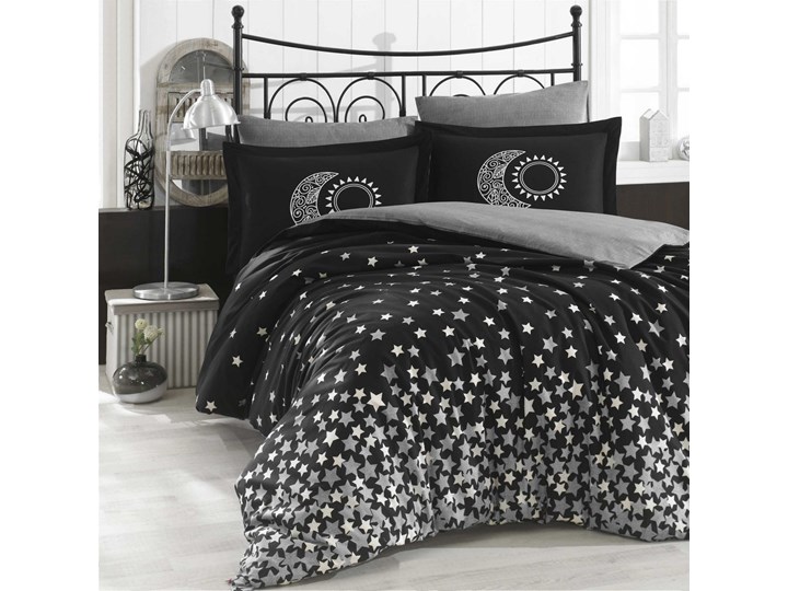 Czarna pościel jednoosobowa z prześcieradłemo Star, 160x220 cm