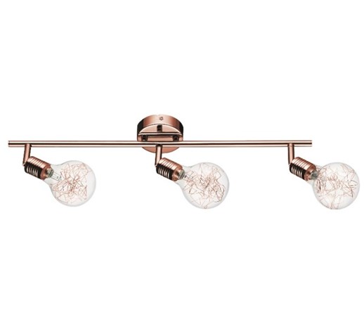 Lampa BULBS listwa sufitowa 3pkt żarówki miedziano - szklane