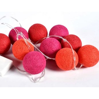 Lampki dekoracyjne kule - Cotton Balls - 20 kul - różowo-czerwone