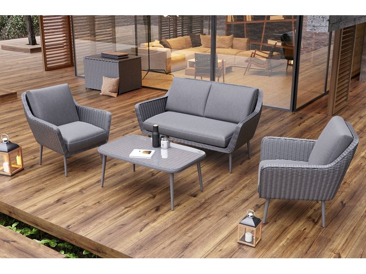 Meble ogrodowe MONZA royal grey Aluminium Tworzywo sztuczne Zestawy wypoczynkowe Aluminium Tworzywo sztuczne Zawartość zestawu Z fotelem Zawartość zestawu Z sofą