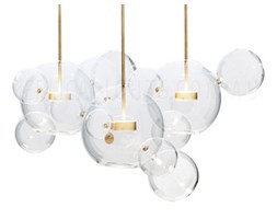 Lampa wisząca BUBBLES -14 LED transparentno-złota