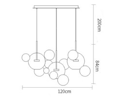 Lampa wisząca BUBBLES -14 LED transparentno-złota